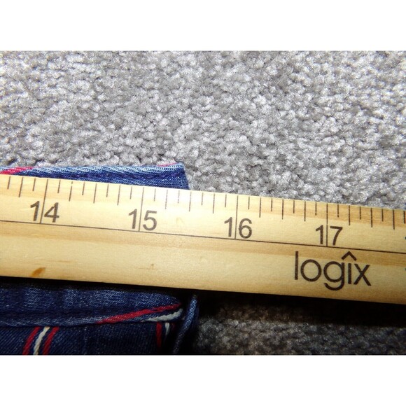 AMERICAN EAGLE Skirt 6 Denim Mini Super Stretch Striped Straight High Rise Blue - Picture 7 of 8